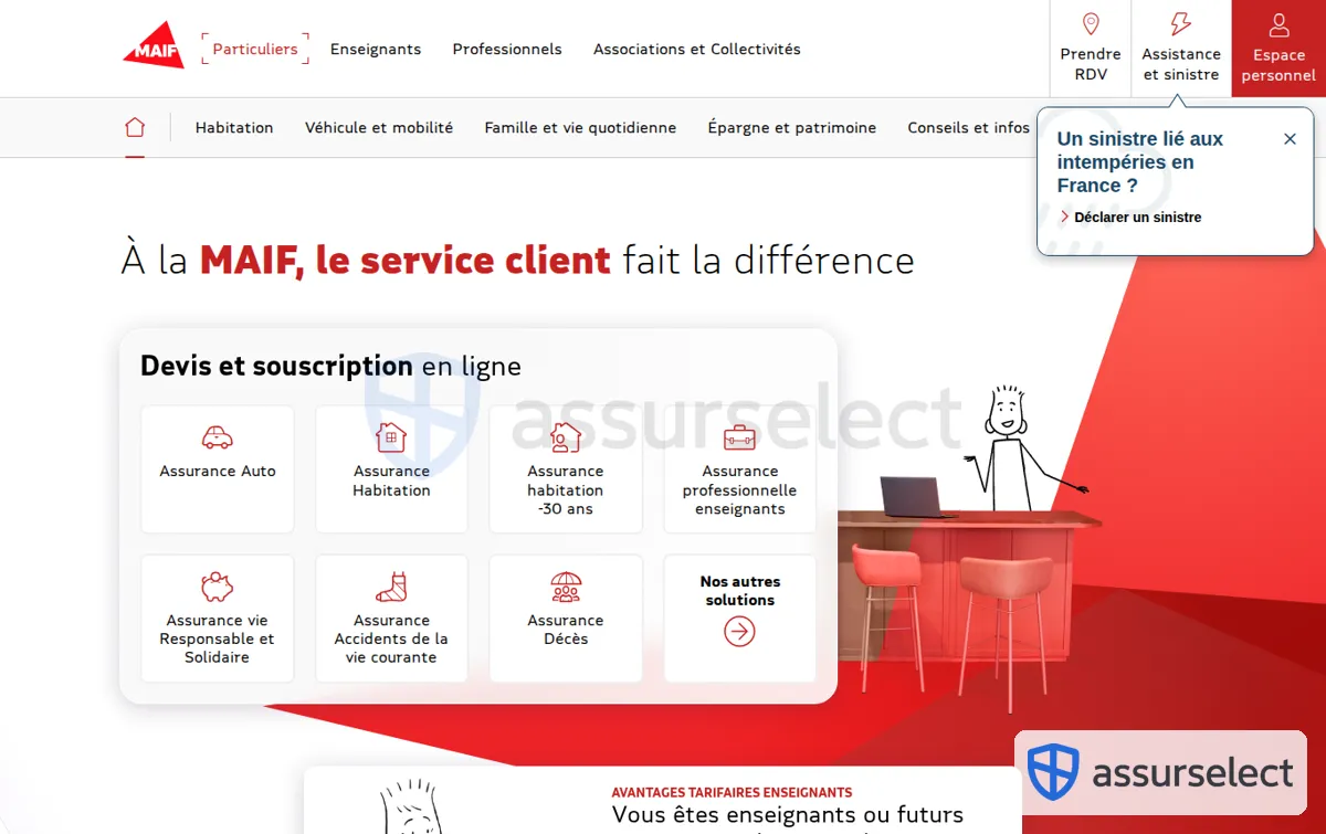 Capture : MAIF - Assurance des particuliers, professionnels et associations